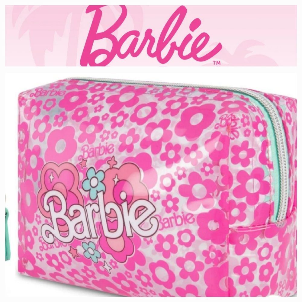 Barbie Logo Flower Cosmetic Pouch